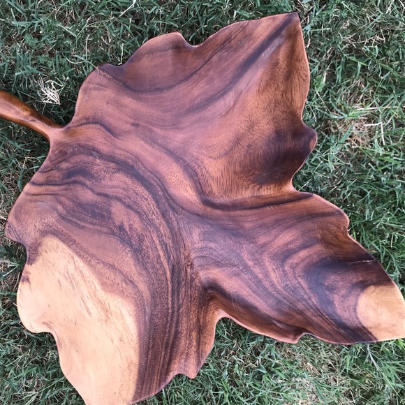 Other - Wooden carved Leaf Bowl